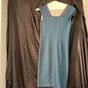 Blue dress, below the knee